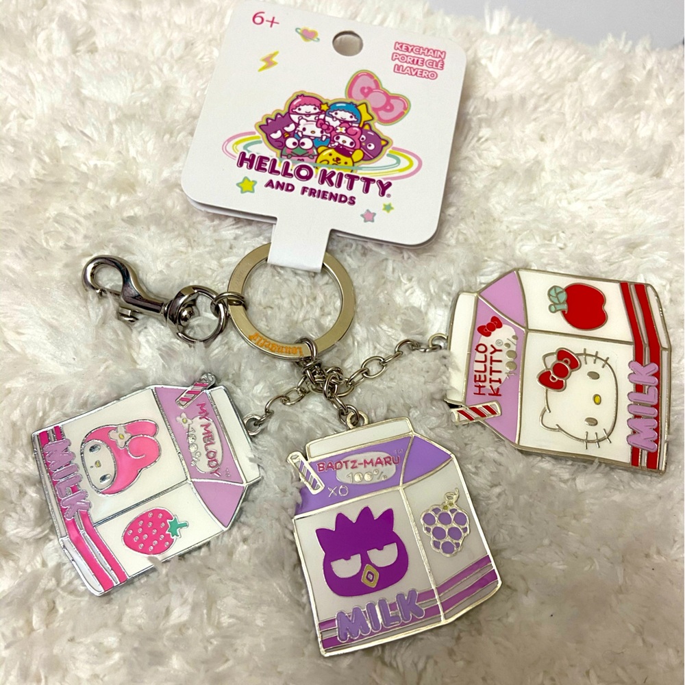 Hello Kitty and Friends Milk Carton Design Keychain / Bag Charm NWT